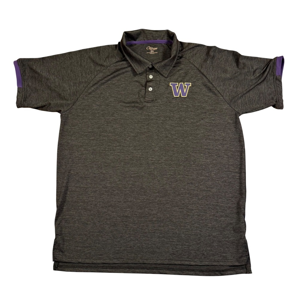 Chiliwear University of Washington Huskies Polo Shirt Mens XXL Gray Performance